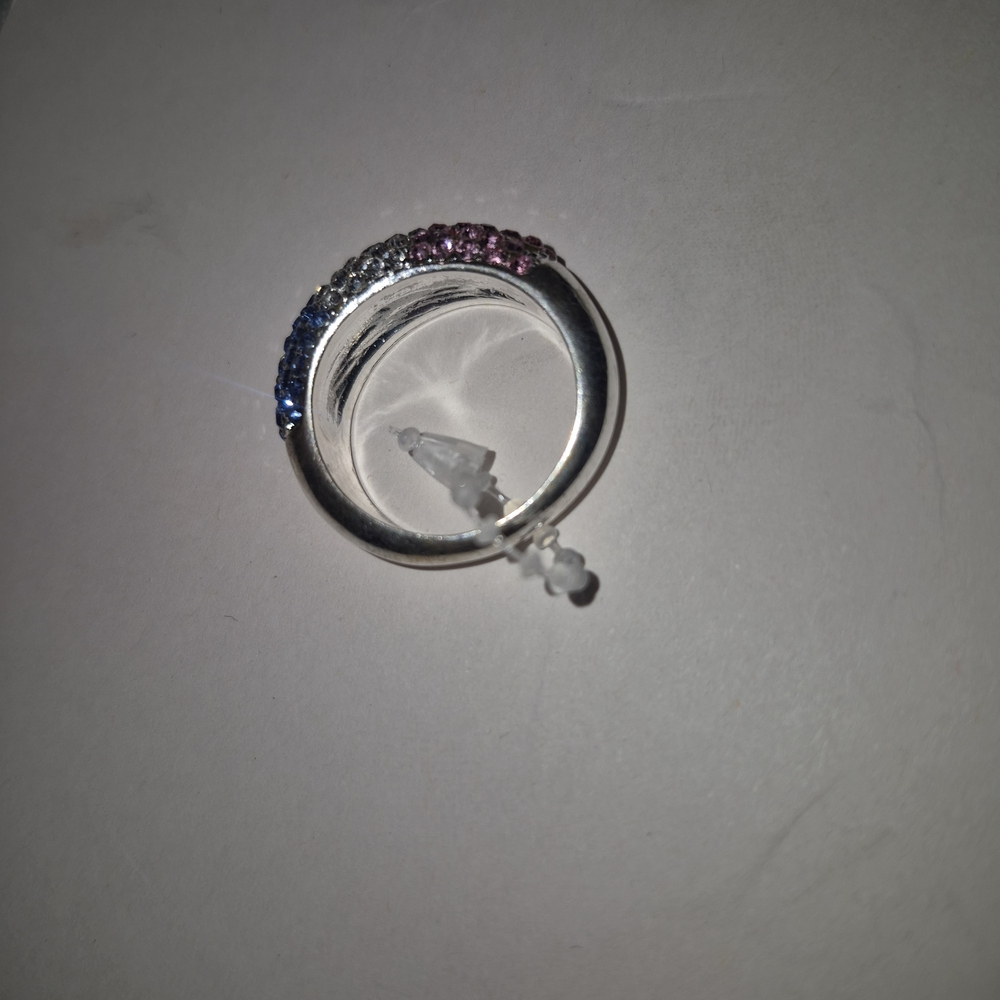 Source Unknown Silver Ring with Blue and Pink Accents